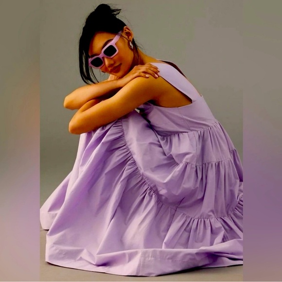 Anthropologie Helena square-neck tiered babydoll dress in Lilac- XS - Picture 3 of 5